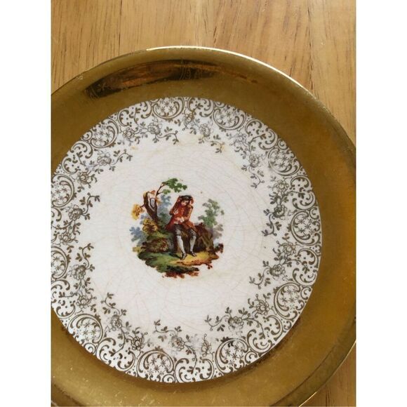 Vintage Paden City Pottery 22kt Gold Warranted Serving Set Of 4 Plate - Picture 9 of 16